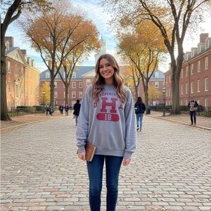 Harvard Gray Graphic Sweatshirt for Women, size medium
